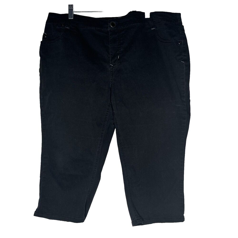 CJ Banks Size 16W Black Capri Pants Button And Zip Up Casual Spring